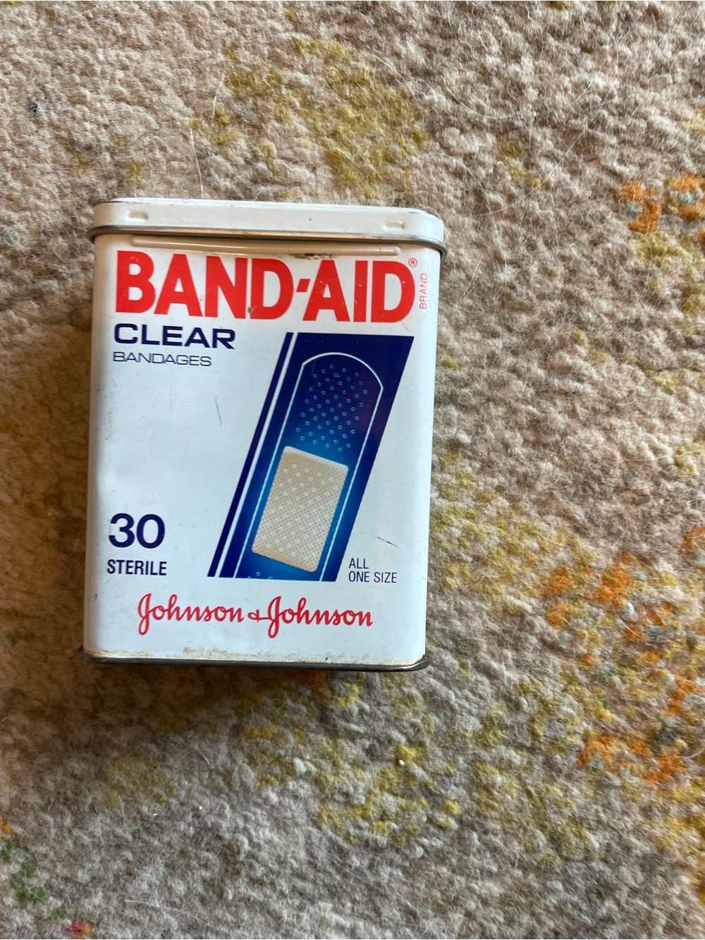 Vintage 1992 Band Aid Clear Strip Metal Tin Advertising can box container holder